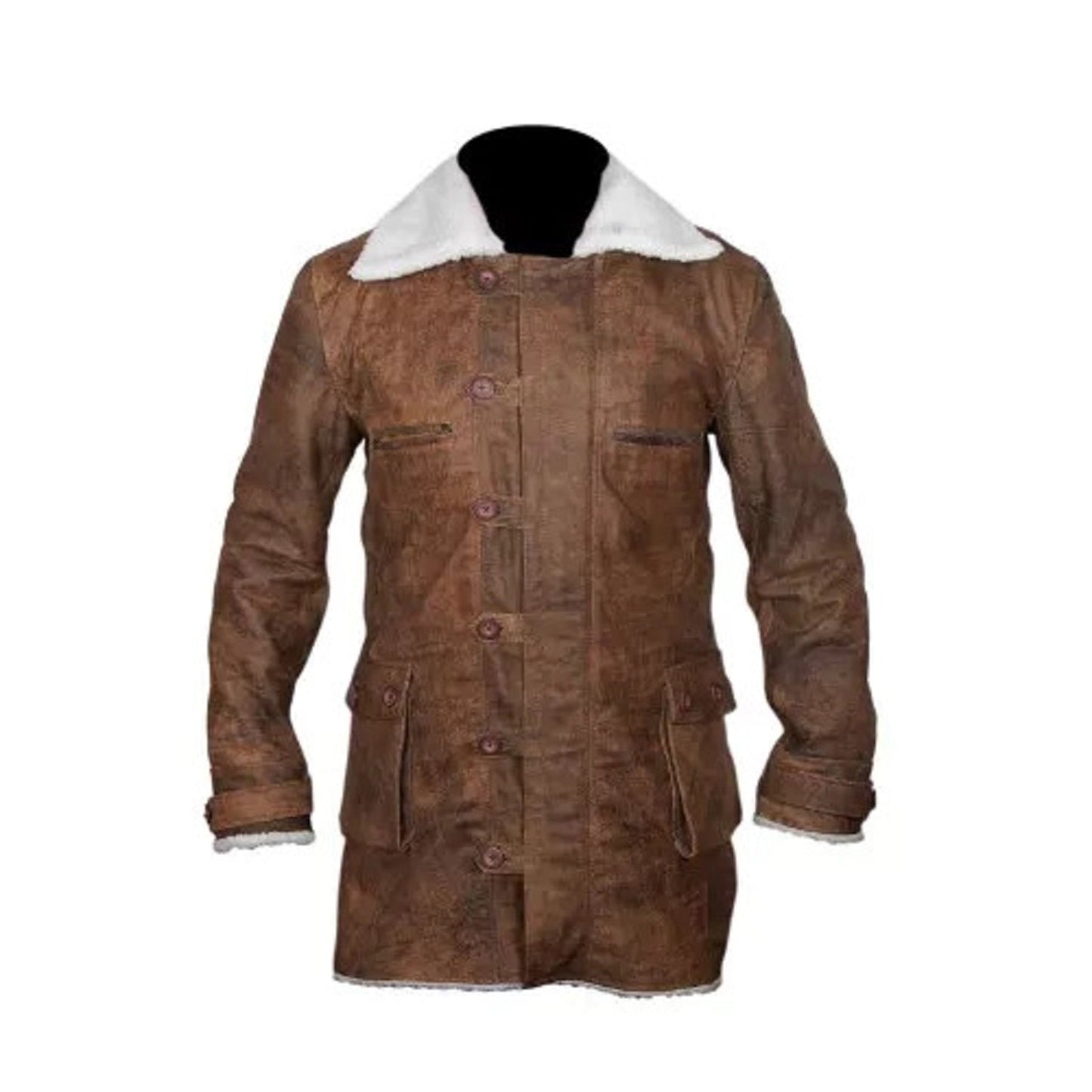 Bane Coat B 620 Distressed Brown Genuine Real Leather Jacket Dark Knight Shearling