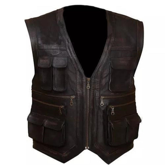 Jurassic World B 625 Chris Pratt Owen Grady Genuine Leather Vest