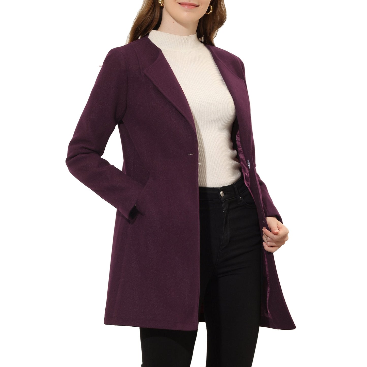 Women purplish Color hi quality Fabric fashion coat B 726