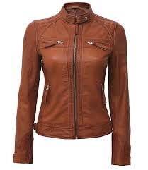 BOCCIE Lambskin Real Leather Ladies Jacket Classic Fashion B 100 Tan Color Café Racer Biker Vintage Style Soft Leather Women’s Sporty/Movie/Gaming Jacket