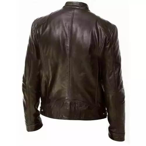 Men Cafe Racer Cognac Biker 17 Genuine Leather Jacket