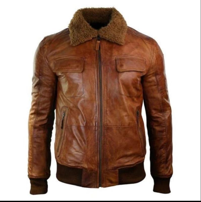 BOCCIE Fashion B 241 real sheep skin bomber real sheep Leather vintage  jacket