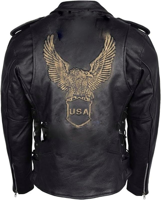 BOCCIE Mens café racer model B 255 cowhide leather motorcycle Jacket