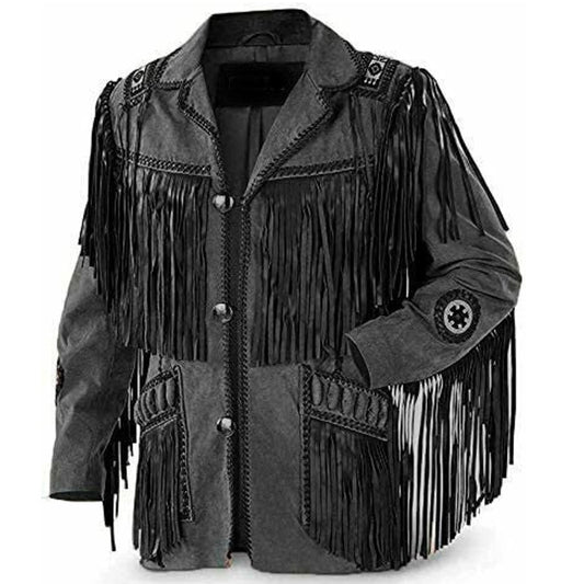 BOCCIE Men Cowboy B 29 Leather Jackets – American Western Style Vintage Jacket Handcrafted Fringe Coat