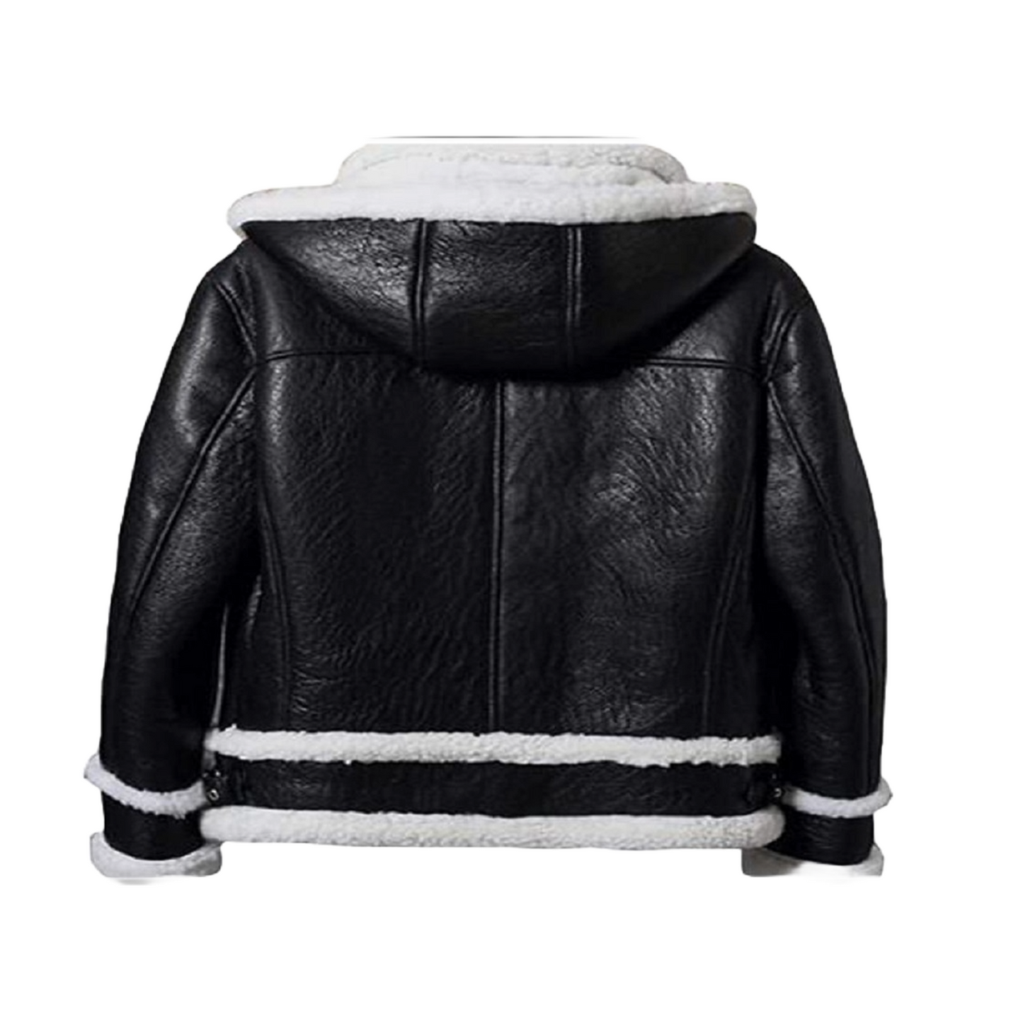 Mens Black Sheepskin  Leather Natural  shearling (Fur)   Biker B3 Bomber Jacket   B 714