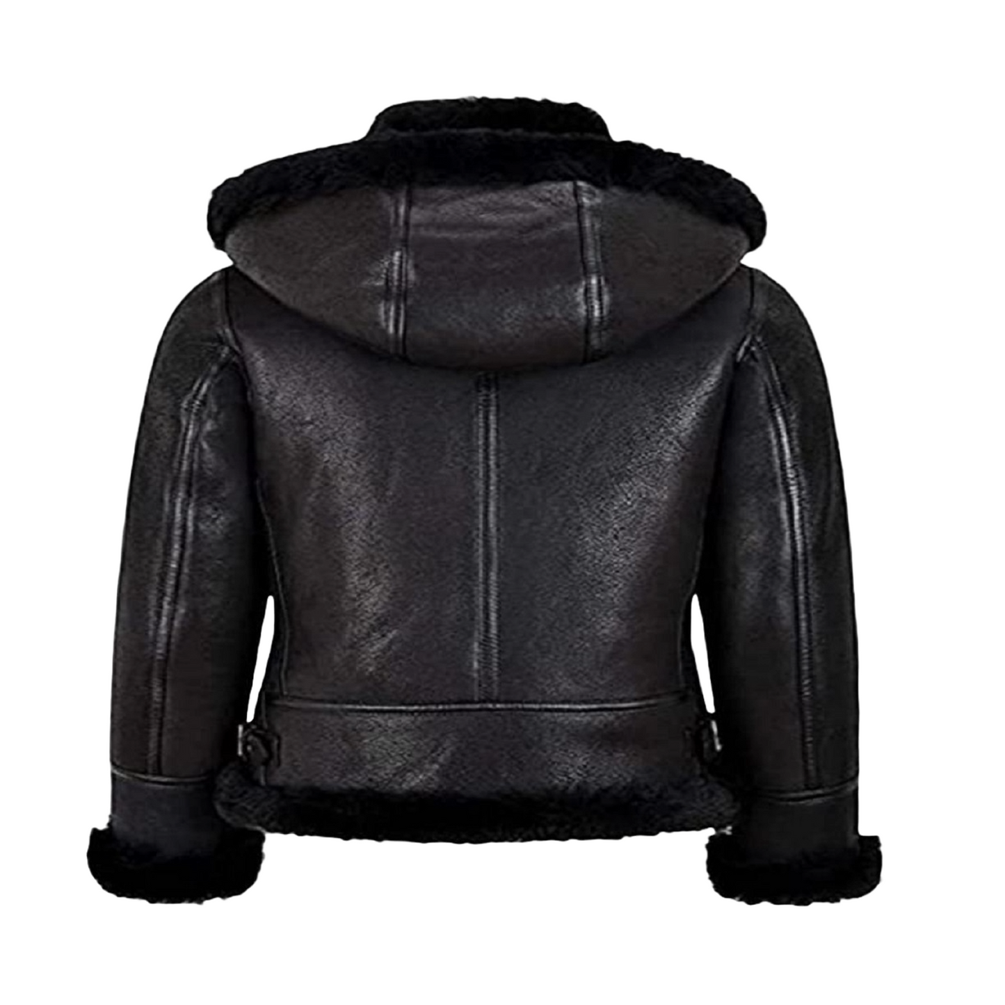 Mens Black Sheepskin  Leather Natural  shearling (Fur)   B 3 Bomber Jacket B 713