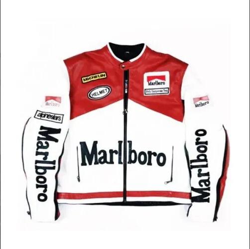 Marlboro B 202 Biker Vintage  Racer Motorcycle real leather jacket.