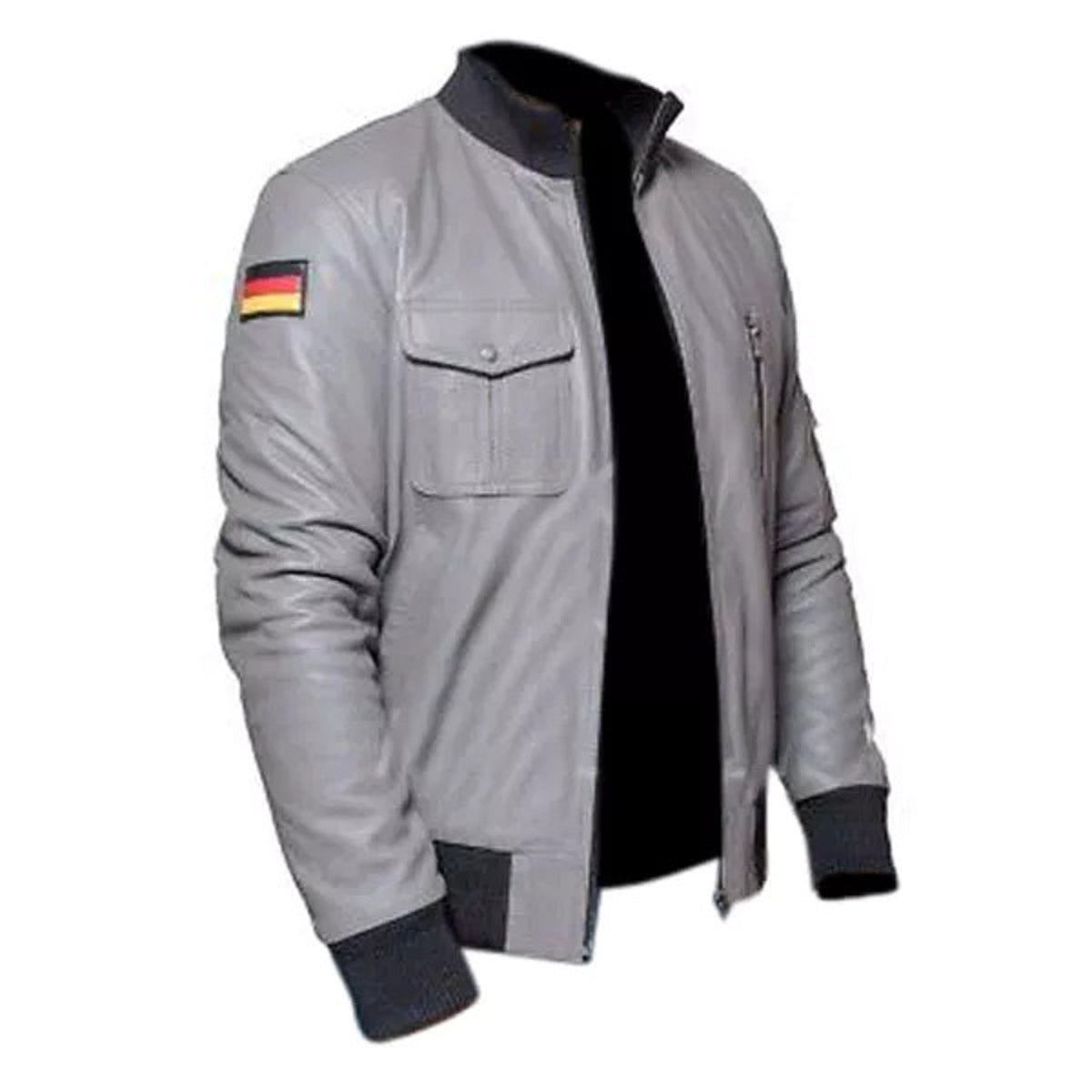 German Flight Luftwaffe Grey Genuine Real Leather Jacket B 287